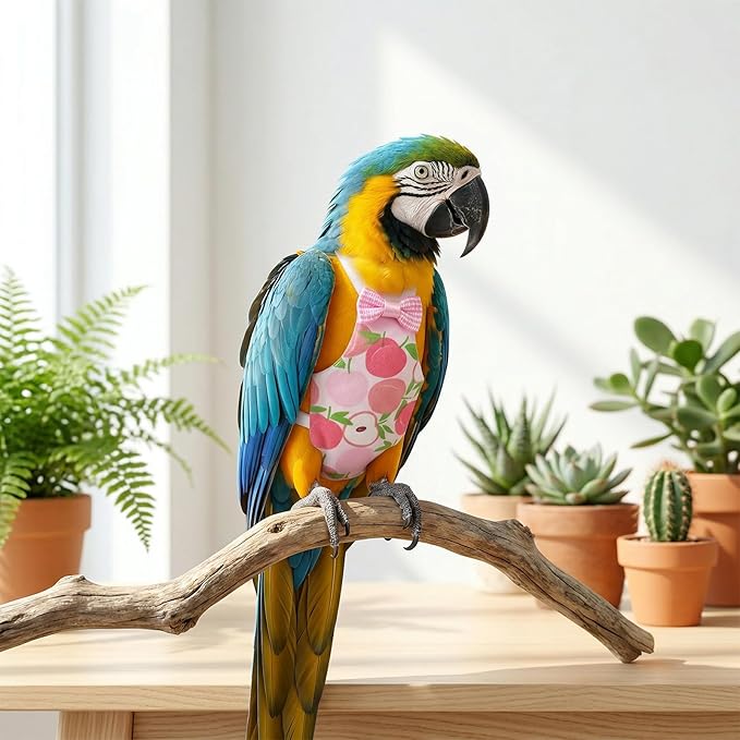 4pcs Bird Diaper Reusable Flight Suit Parrot Nappy with Waterproof Inner Adjustable Straps Pet Bird Diaper Birds Clothes for Parakeet Cockatiel Mini Macaw Budgie Canary
