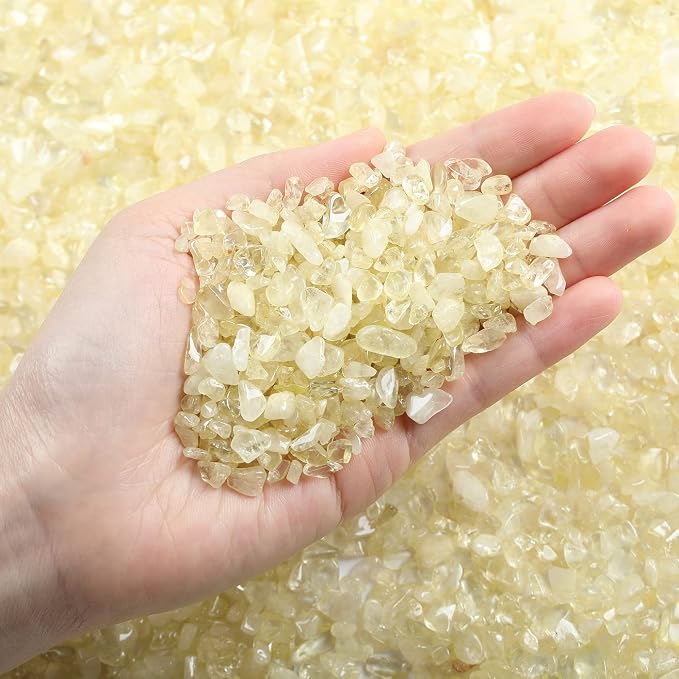 LAIDANLA Crushed Stone Crystal Chips Citrine Bulk Natural Gemstones Healing Reiki Crystals Mini Quartz Vase Filler Aquarium Gravel 100g