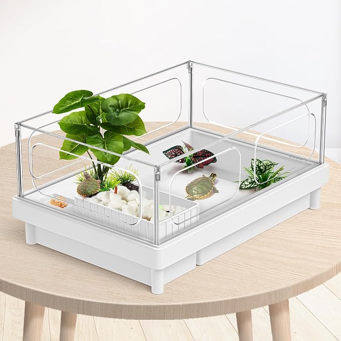 Moonorange Reptile Artificial Plants, Terrarium Plants Decorations Supplies, Aquarium Fish Tank Plant, Amphibian Habitat Hideout Tank Accessories(M Set-4pcs/D)