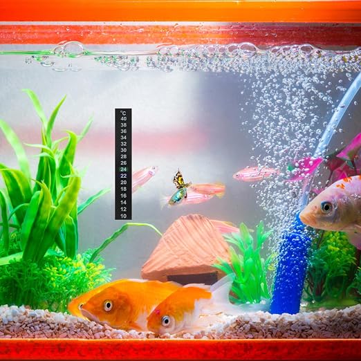 Stick on Thermometer Strip Aquarium Temperature Sticker with Color Changing LCD Display 10-40 Easy Read Adhesive Temperature Indicator for Fish Tanks 10 Pack