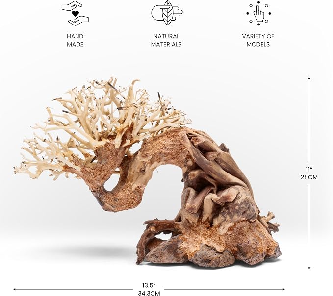 Ultum Nature Systems Bonsai - Handcrafted Hardscape Driftwood for Aquarium, Terrarium, Vivarium, Natural Aquascape Hardscape Decorations, Aquascaping Hardscape for Live Aquatic Plants - 013, Large