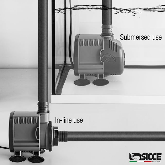 SICCE Syncra Silent 0.5 Multifunction 185 GPH Submersible Water Pump | Italian Made 8W Ultra Quiet Durable for Aquarium Fish Tank, Fountain, Pond, Hydroponics, Terrarium Black | Freshwater & Saltwater
