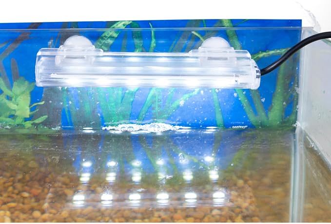 Penn-Plax Cascade Ultra Bright Mini LED Light - Submersible Aquarium Accent Light with 6 White Bulbs - USB Powered with On/Off Switch, Suction Cups or Clip Mount - Great for Desktop & Nano Fish Tanks