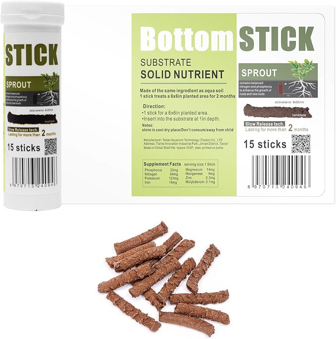 Dr. Tank Bottom Stick - Aquarium Plant Fertilizer Sticks for Aquatic Plants, Substrate Nutrients for Freshwater & Planted Tanks, Slow-Release Nutrients for Plant Growth, 15 Sticks - Sprout Stick