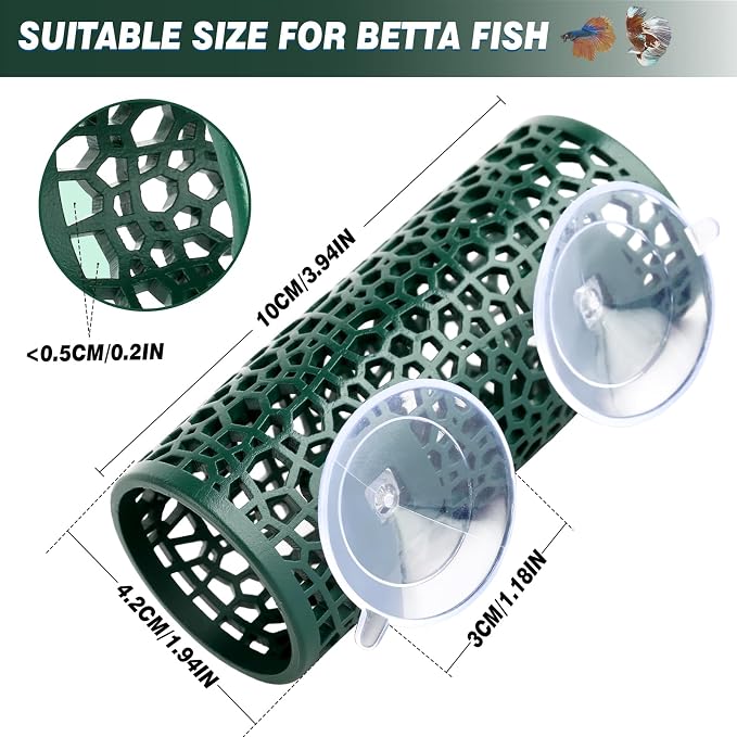 Abizoo Betta Fish Tunnel & Reptile Hide, Hollow Aquarium Decor Toy | Hideout for Small Fish and Reptiles, Stress Relief Enrichment, Multiple Colors, Easy to Clean