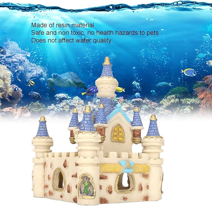 HERCHR Fish Tank Decorations, Castle Cave Hideouts & Resin Aquarium Decor Hiding Cave Ornament Fish Tank Accessories, Safe for Betta Fish