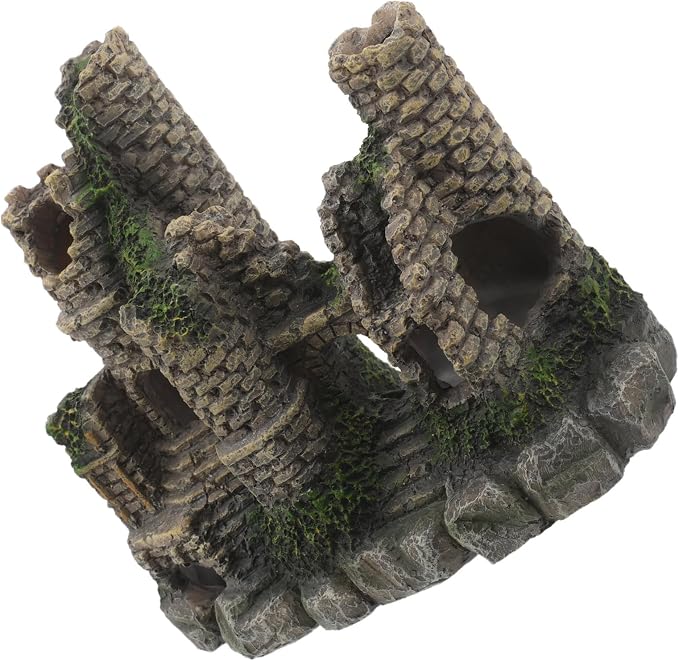 Fish Aquarium Ornament Realistic Castle Resin Hideout Decor | Freshwater and Saltwater Use, for Fish and Reptiles, Fantasyinspired Centerpiece for Room Ambiance