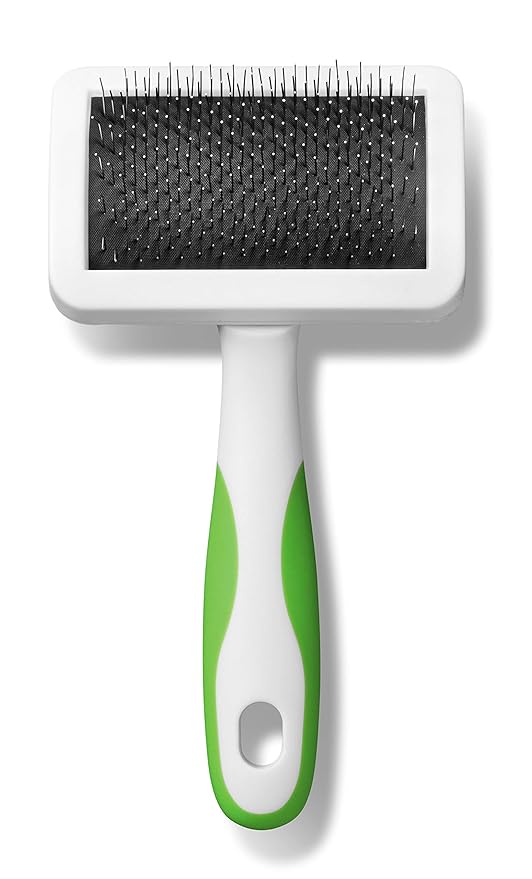 Andis 65705 Stainless-Steel Slicker Brush for Dogs and Cats - Durable and Lightweight Grooming Tool for All Breeds and Fur Lengths, Reduces Shedding and Promotes Hair Growth - Medium, Green