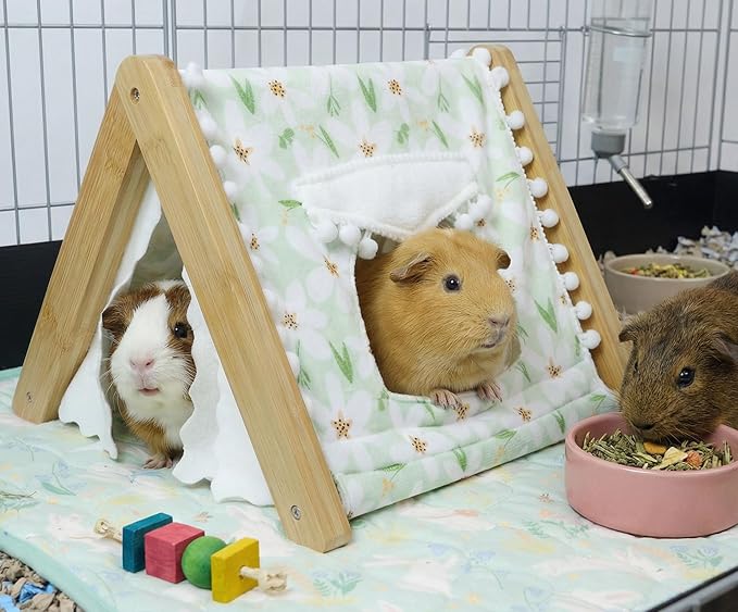 Guinea Pig Bedding, Guinea Pig Fleece Cage Liner 49x24 2Pack, Washable Waterproof Reusable & Anti Slip, Absorbent Guinea Pig Pee Pad for Small Animal, Rabbit, Bunny, Chinchilla, Green
