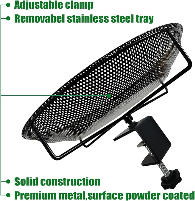 CQAIRIOU Premium Deck Railing Bird Feeder Tray for Balcony,11.8" Stainless Steel Large Platform Bird Feeder Mesh Seed Tray for Outside Wild Birds,Great Decoration for Garden Backyard