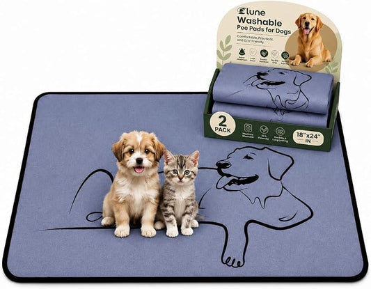 2 Pack Washable Pee Pads for Dogs 18"x24", Reusable Training Puppypads Absorbency Non-Slip & Leak-Proof for Pet Whelping Box Playpen Crate Sofa Bed Floors (Gray)