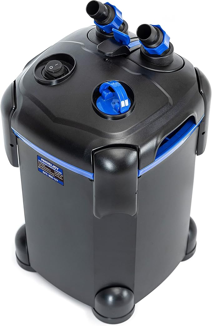 AMOSIJOY Canister Filter, Ultra-Quiet External Aquarium Filter with Free Media for Large Fish Tanks and Aquariums