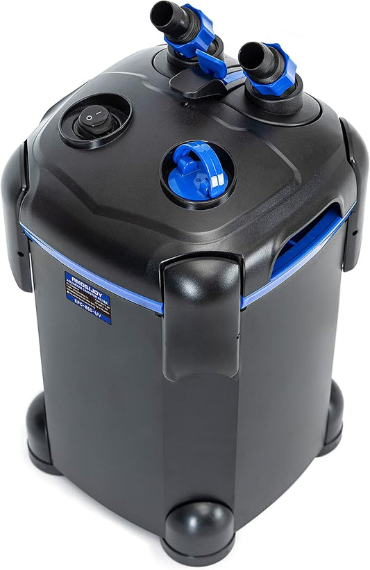 AMOSIJOY Canister Filter, Ultra-Quiet External Aquarium Filter with Free Media for Large Fish Tanks and Aquariums