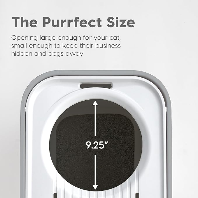 IRIS USA Cat Litter Box Large Top Entry with Lid, Enclosed Litter Box with Litter Catching Lid & Scoop, Covered Cat Litter Box Enclosure for Privacy, High Sided, Gray/White