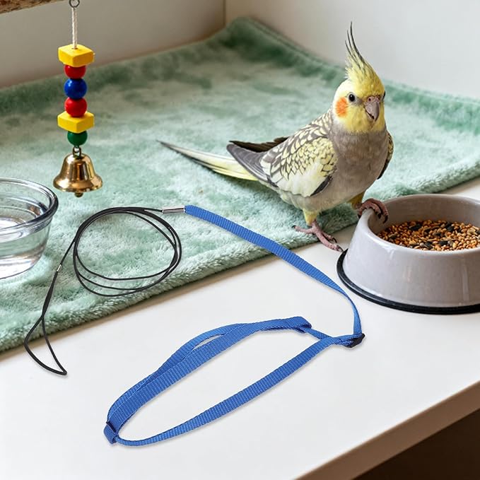 Adjustable Bird Harness and Leash for Parrots, Anti-Escape Flight Harness Rope, Outdoor Training Vest for Small Birds, Cockatiels, Conures, Parakeets