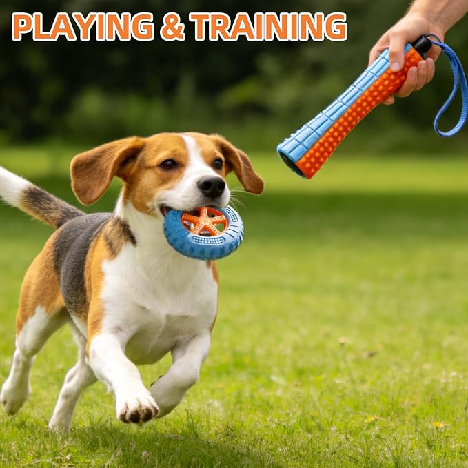 PUPTECK 4 Pack Floating Dog Toys, Squeaky Dog Water Toys for Pool Interactive Fetch & Play, Durable Training for Summer Swimming Outdoor Training Retrieving, for Small Medium Large Dogs