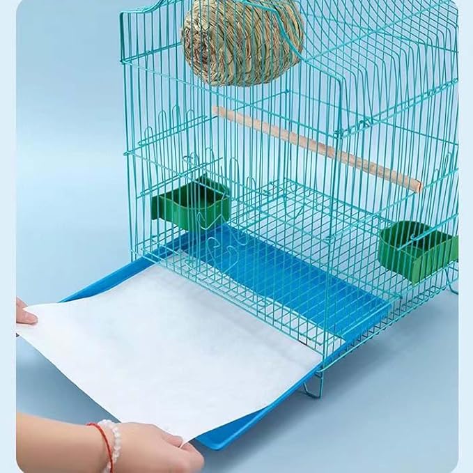 100 Sheets Bird Cage Liner Papers, Disposable Bird Cage Paper Liners, Cuttable Pet Animal Cages Cushion, Precut Absorbent Bird Paper for Bird Parrot Small Animal, 9.8'' X 11.8''