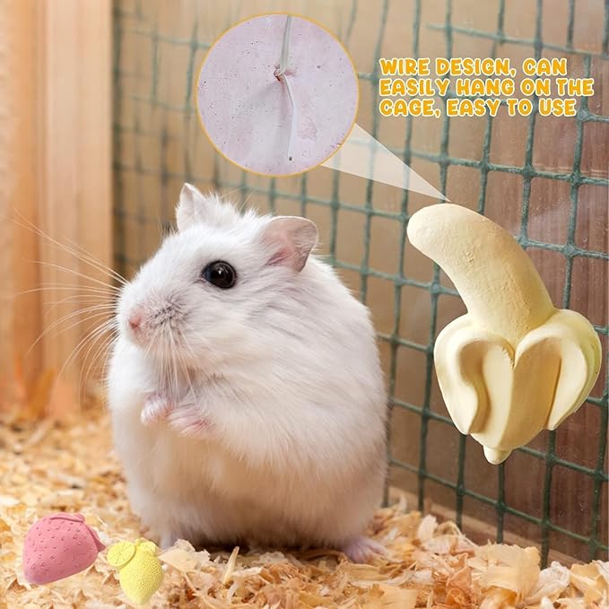 Parrot Bird Chewing Toy, 6Pcs Colorful Different Fruit Styles Parrot Teething Stone Toy, Parrot Beak Grinding Calcium Stone, Bird Cage Accessories for Parrot Rabbit Bunny Hamster, chinchilla (6pcs)