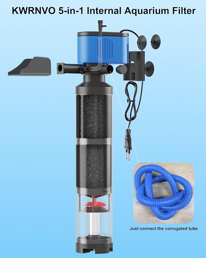 660GPH Internal Aquarium Filter 60-300 Gallon 35W Submersible Quiet Pump with Wave-Maker, Oxygenation & Adjustable Air Flow Fish Tank Filter for Fresh/Saltwaterr Turtle Tanks Small Ponds