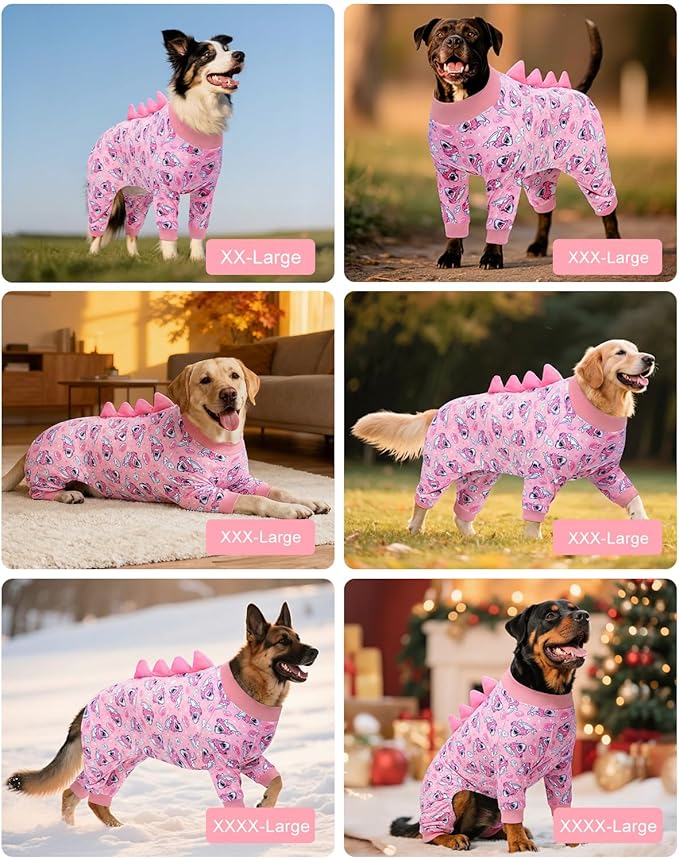 CuteBone Dinosaur Costume Dog Pajamas, Stretchy Spandex Crystal Velvet Sleepwear Coat for Small Dogs, Soft & Warm Pet Outfit Clothes for Cold Weather, Cozy Pullover Design COSP09-3XL