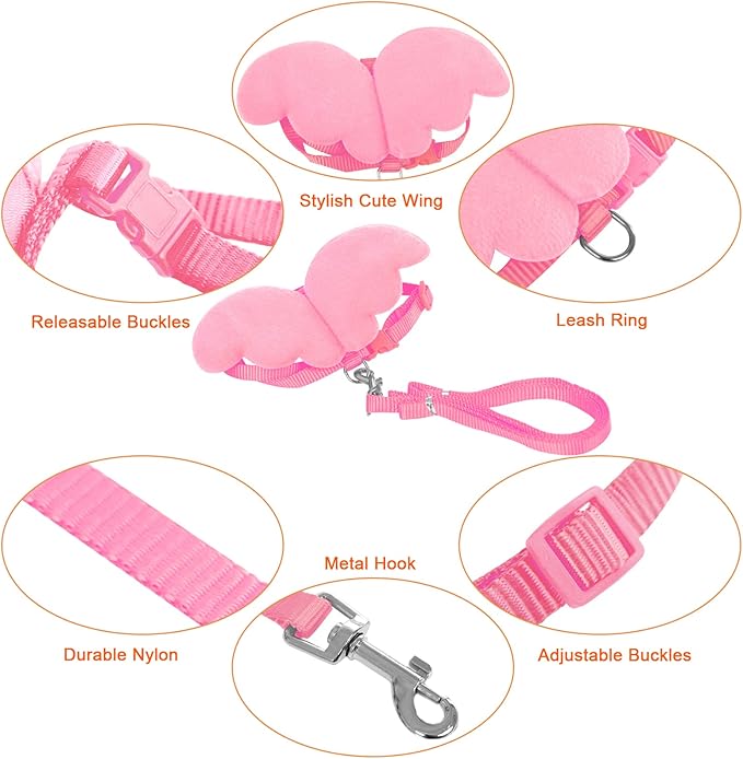 KAMA BRIDAL Duck Walking Harness and Leash Chicken Duck Outdoor Training Rope Adjustable Rope for Pet Poultry Hen Cock (XS, Pink)