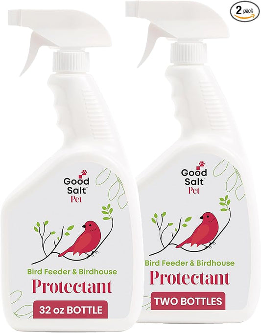 Clean Republic Good Salt Pet Bird Feeder & Bird House Protectant, Natural Bird-Friendly Spray Formula, Made in the USA, 32 Ounce Bottle, 2-Pack