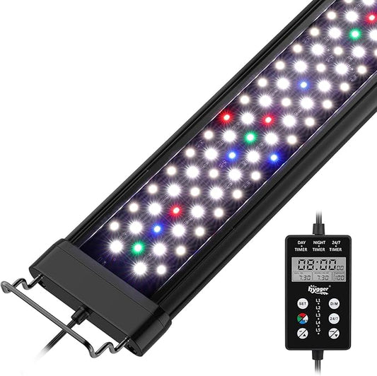 hygger Custom LED Aquarium Light, Daylight-Moonlight & 24/7 Mode, Adjustable Brightness 8 Colors Full Spectrum Fish Tank Light for 24-30 Inches Freshwater Planted Tank Auto On Off Sunrise & Sunset