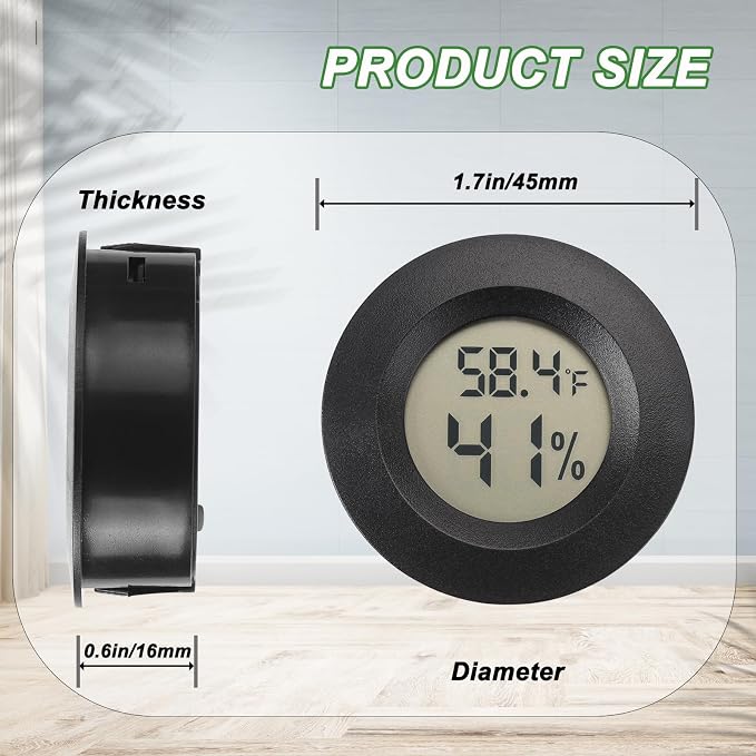 Serundo Auto Digital Hygrometer Thermometer Indoor/Outdoor Hygrometer 10PC | Mini Size,LCD,℉/℃ Conversion,Fast Response, Outdoor Thermometer with Humidity for Reptile Greenhouse Cellar 3D Printer