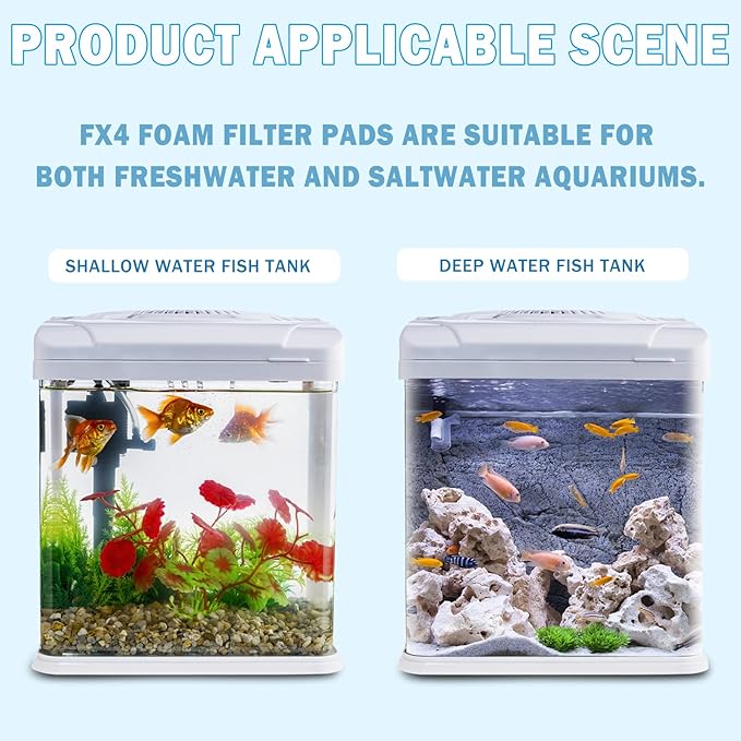 Podoy Fx4 Foam Filter Pads Replacement Compatible with Fluval FX5 / FX6 Canister Filter, Aquarium Bio Sponge Foam Filter Pads (12 Packs)