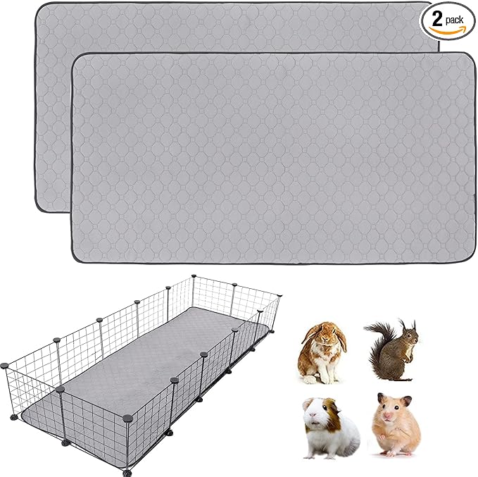 2Pack Guinea Pig Cage Liners, 28''X70'' Washable Guinea Pig Pee Pads, Non Slip Reusable Super Absorbent Guinea Pig Training Mat Bedding Fleece for Small Animals Hamster Rabbit Chinchilla Rat