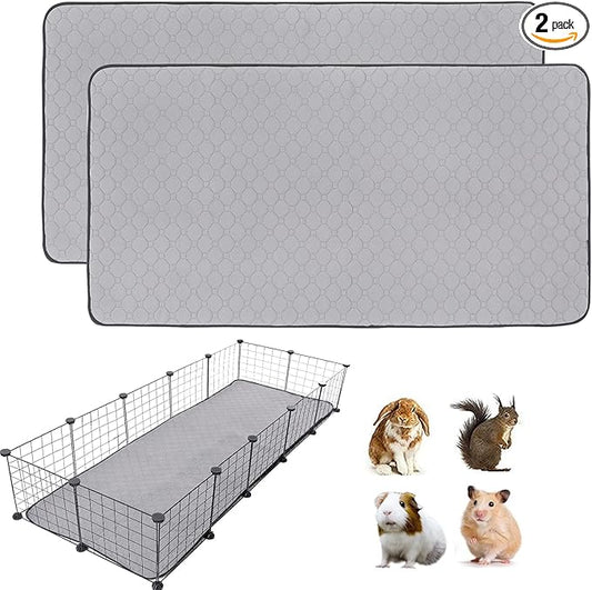 2Pack Guinea Pig Cage Liners, 28''X70'' Washable Guinea Pig Pee Pads, Non Slip Reusable Super Absorbent Guinea Pig Training Mat Bedding Fleece for Small Animals Hamster Rabbit Chinchilla Rat