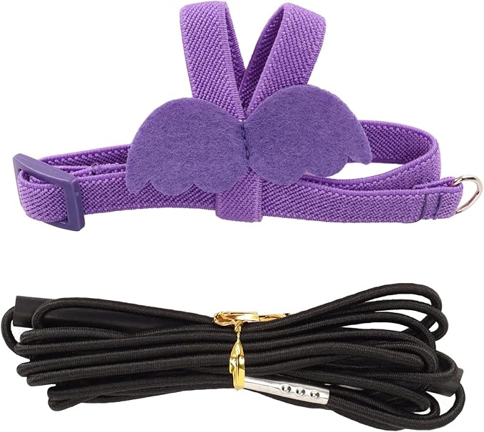 Bird Harness and Leash Adjustable Bite Traction Rope for Training or Outdoor Walks Bird Accessories (Purple)