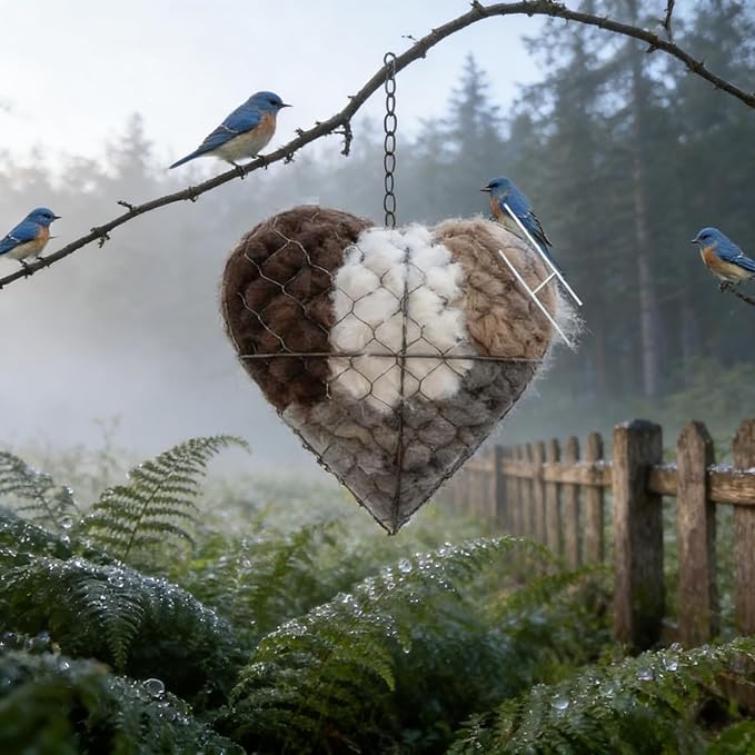 Handmade Fiber Bird Nesting Heart Build Birdhouse Wool Material Balls for Wild Birds