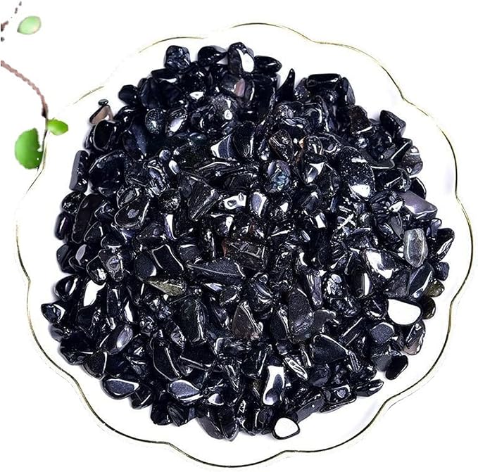 Erliway Natural Black Obsidian Tumbled Chips Crushed Crystal Stone, 7-9mm | Polished Healing Crystal Chips Healing Reiki Crystal Jewelry Making Home Decoration, Aquarium, Vase Fillers, Plants Décor