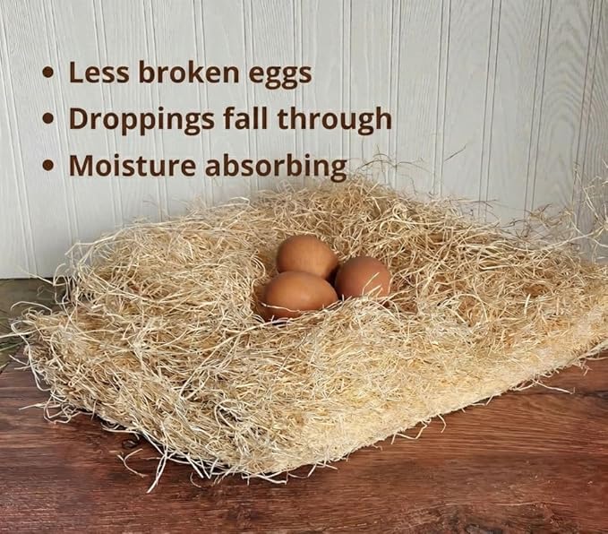 Chicken Nesting Pads for Chicken Coop Accessories - 12 Pack - USA Aspen - Professional Grade Excelsior Bedding – Easy Clean Up - Absorbs Moisture - 100% Natural, Dust-Free Liners for Laying Hens 13x13