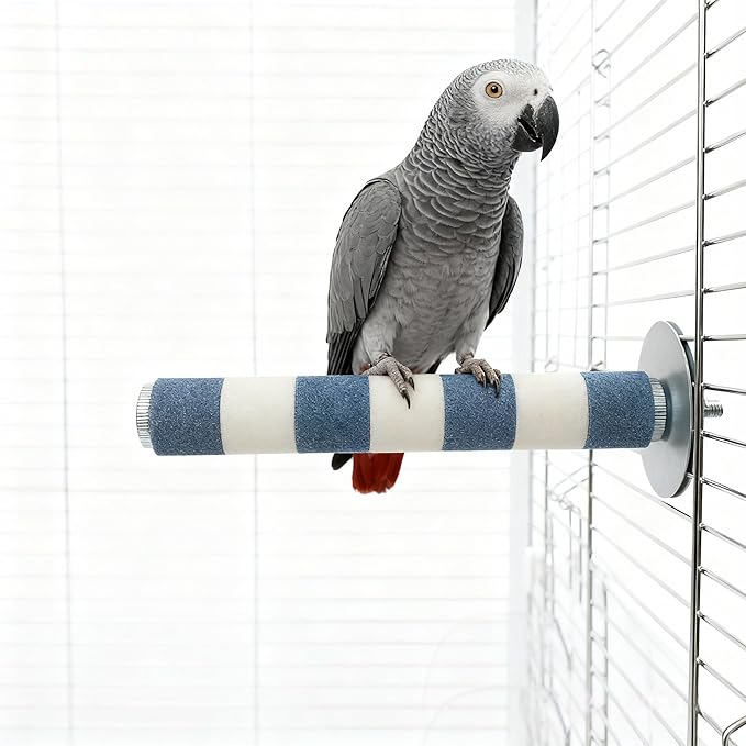 AOTU Bird Perch for Cage, 7.9” x 1” Rough-Surfaced Grinding Stone – Durable Beak & Claw Trimming Accessory for Conure, Cockatiel & Parrot, Non-Toxic Long-Lasting Bird Cage Accessory