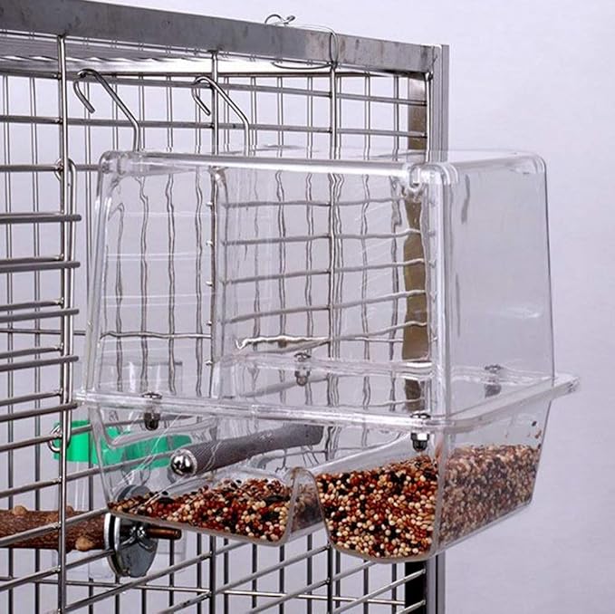 No-Mess Bird Feeder NO Assembly with Rough-surfaced Stainless Steel Perch (5.9x6.3x6.3(HxLxW))