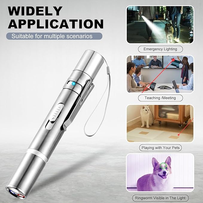 Laser Pointer, Cat Toys, Cat Laser Pointer with 3 Light Modes & 5 Fun Patterns,Portable Interactive Kitten Pet Bird Dog Cat Mouse Toy for Fun Chase Play Exercise