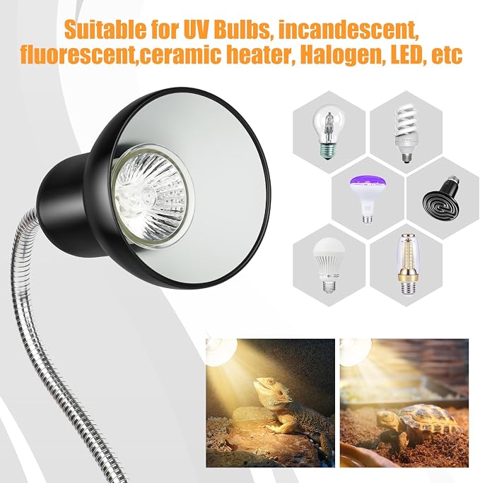 Reptile Heat Lamps, UVA/UVB Turtle Heat Lamp,Turtle Aquarium Light Bulbs, Heating Lamps with Cycle Timer, 360° Rotatable Heat Lamp for Lizard Turtle Snake Aquarium Aquatic Plants,2 Heat Bulbs 110V