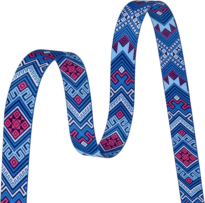 MarukoPet Dog Collar, Adjustable for Small Medium Large Dogs Puppy, Cute Design with Bohemia Floral Tribal Geometric Patterns Boys Girls Dog Collar(Blue Ethnic Style-L)