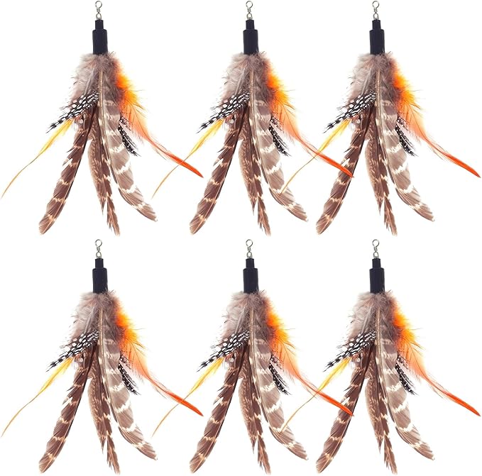 miwoowim Feather Cat Toys, Replacement Wand Refills, Assorted Colors (6 Feather Refills)