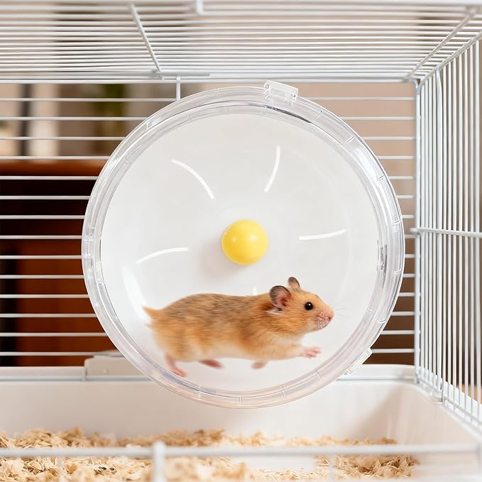 4.7 in Silent Hamster Wheel, Jogging Exercise Hamster Accessories for Cages, Dwarf Hamsters Toys for Golden Silk Shih Tzu Bear to Kill Time and Release Stress (Clear, 12cm)