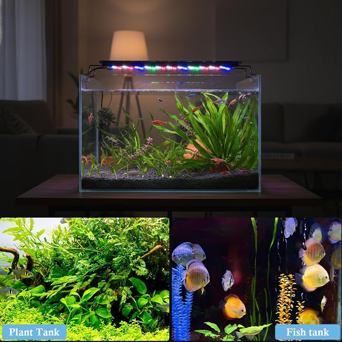 Aquarium LED Light, Full Spectrum Aquarium Plant Light with Timer, Extendable Metal Brackets, for Fish and Plant Tank (16-24 inch)