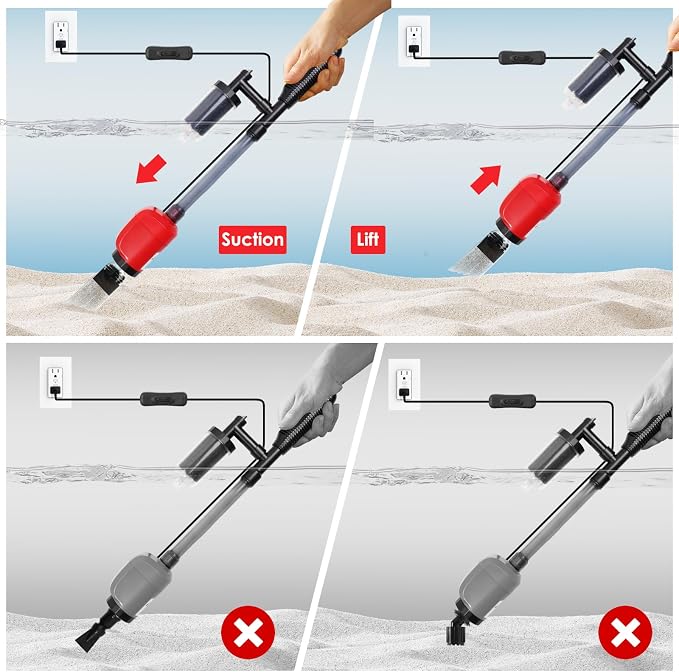 36W Electric Gravel Cleaner for Aquariums, Automatic Fish Tank Vacuum