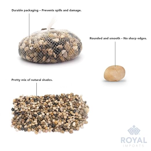 Royal Imports River Rocks, Aquarium Gravel – Natural 1"- 1.5" - 1 lb | Decorative Ornamental Vase Filler Pebbles for Potted Plants, Terrariums, Vases, Succulents, Fish Tank Gravel, DIY & Crafting