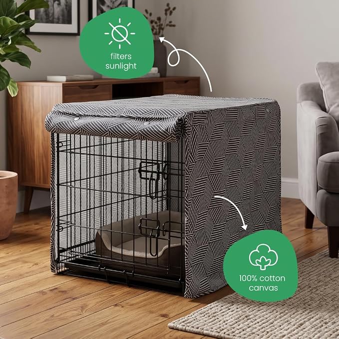 Molly Mutt Rough Gem Dog Crate Cover, 100% Cotton Canvas Cover with 2 Roll-Up Panels, Ideal for Dog or Cat Crate, Durable, Washable, and Free of Harmful Chemicals, 30" x 21" x 24"