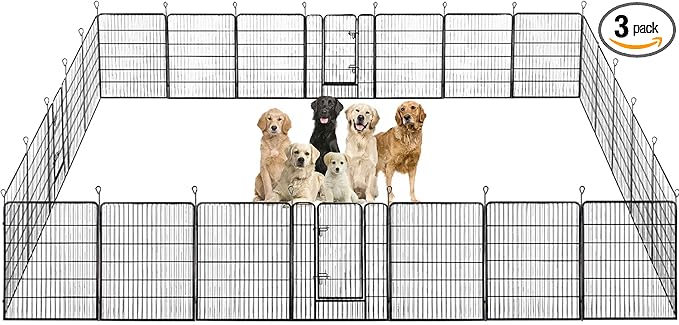 BestPet | Dog Playpen | 40 Inch, 24 Panels | Heavy Duty Metal Pet Exercise Pen | Indoor Outdoor Fence Panels | Rust-Resistant, Removable, Tool-Free Setup | Anti-Skid, Expandable Design