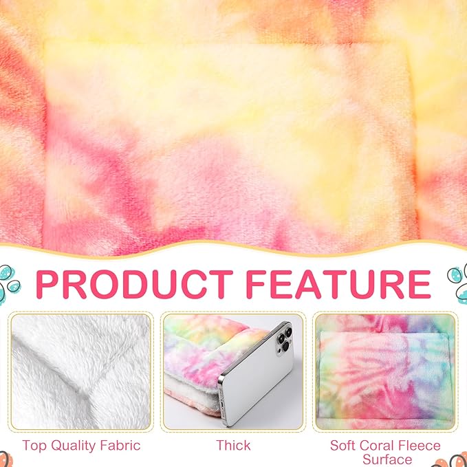 Haull 4 Pcs Waterproof Guinea Pig Bedding Guinea Pig Bed Plush Cage Liners Soft Rabbit Dog Crate Pad Cat Mat Reversible Cozy Animal Pee Pad Hamster Bunny Mat Accessory(Tie Dyed,18 x 24 Inch)