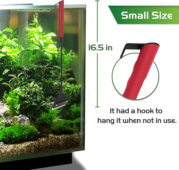 16.5’’ Professional Algae Scraper, Aquarium Blade Cleaner with 10 Pcs Replaceable Blades Stubborn Algae, Suitable for Water Tank Size Under 28 Gallons