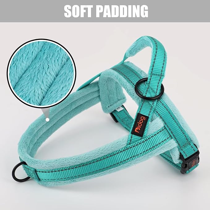 Didog Soft Flannel Padded Dog Vest Harness, No Pull/Quick Fit Reflective Dog Strap Harness, Easy for Training Walking (M:Chest 22-26", Green)